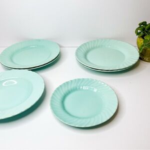 Vintage Franciscan Ware Mint Green Plate Set 6pc MCM